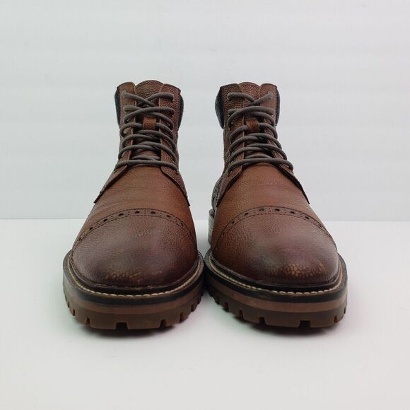 Warfield & Grand Darren Mens Size 8.5 Brown Leather Cap Toe Brogue Boots Shoes - Picture 6 of 12